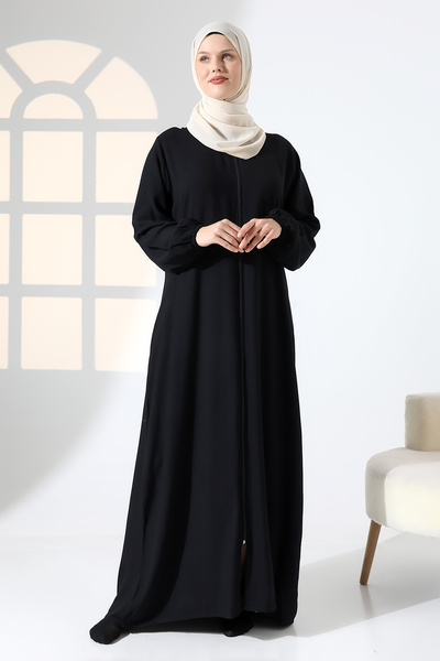 ÖNE BUTİK Women's Belmando Fabric Prayer Dress with Elastic Sleeves, Pockets and Zipper Li̇kapa