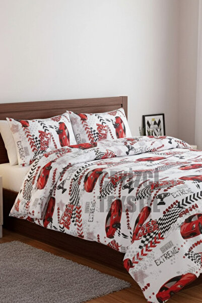 Çt Çeyizci Tekstil Single Duvet Cover Set Red Car