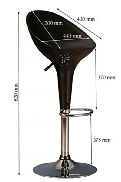 AWF AL WADI FURNITURE Fashy Gloss Adjustable Height Round Swivel Scoop Bar Chair Bar stool kitchen chair High Back Black
