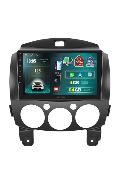 MaxTech Navigatie Mazda 2 (2007-2014) dedicata, 4 GB Ram 64 GB Rom OctaCore, Carplay & Android auto