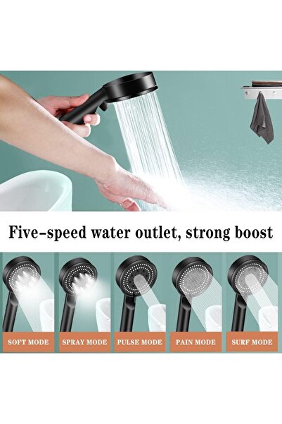 COOYA High Pressure Shower Head,Handheld 5 Modes Adjustable,with Visible Turbofan Blades,360° Rotating