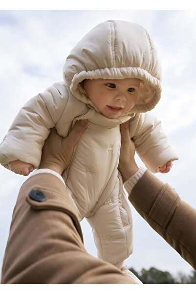 MAYORAL 6-18 Ay Bebek Su Geçirmez Kışlık Astronot Tulum (Kapüşonlu & Patikli) - BEJ