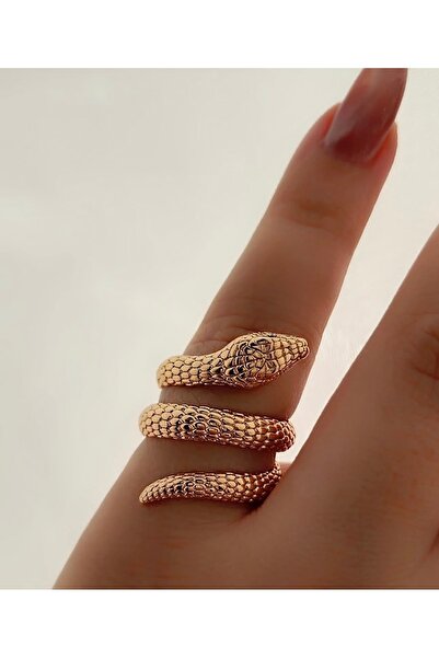 HOSBUTIK خاتم ثعبان ذهبي كبير قابل للتعديل
