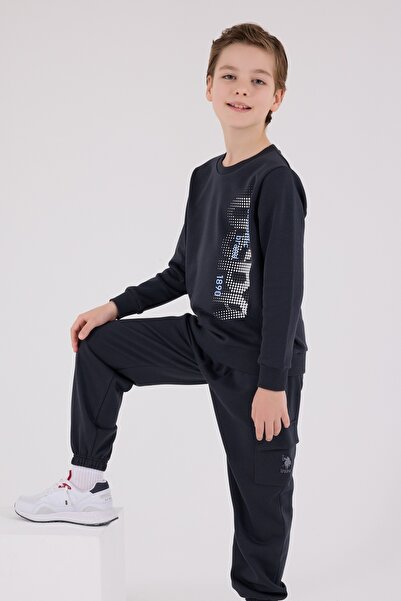 U.S. Polo Assn. Boys' Long Sleeve Cargo Pocket Pajama Tracksuit Set