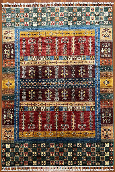 Afgan Halı El Dokuma 100% Yün Elsanat Eserı Harıka Gabbeh Desen