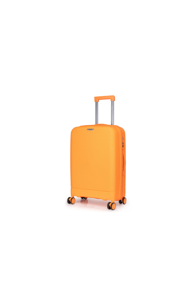Prince Travelling Un Breakable PP Hard Luggage (8 Wheels) Glider 24 Inch - 62 Litre Medium - Candy Orange