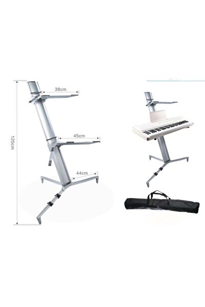 StrikingPower World Voiceover Giant Profesyonel Spider Org Klavye Standı - Gri Robot Org Sehpası Çift Katlı Çanta Hediyeli