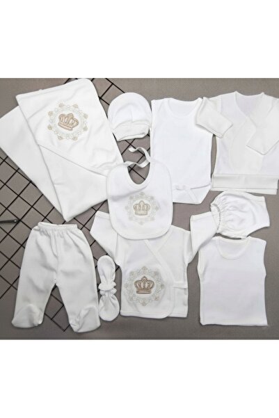 Aden Kral Tacı Taşlı Erkek Bebek 10 Lu %100 Pamuk Hastane Çıkışı
