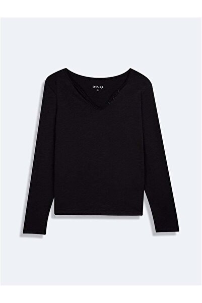 Ltb RENADO Дамска блуза с дълъг ръкав и V-образно деколте
