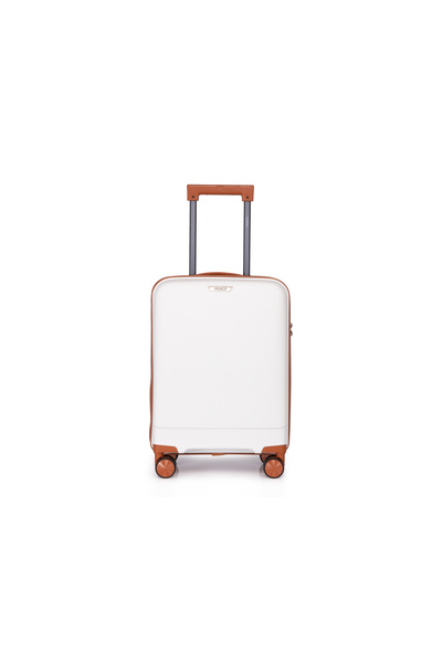 Prince Travelling Prince Hard Luggage (8 Wheels) Glider 20 Inch 40Litre Small - White With Brown