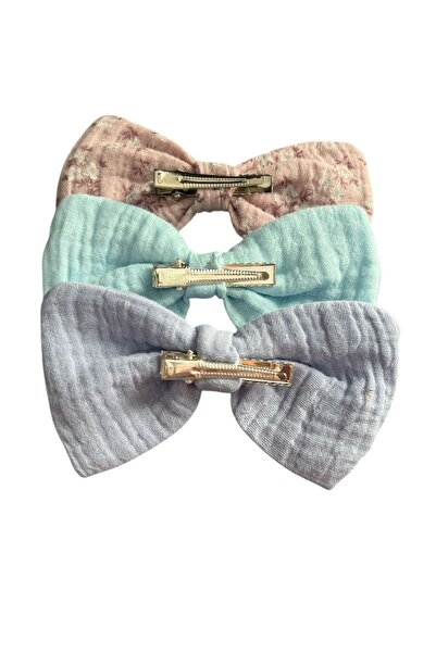 ATELIER ALEDA Set of 3 hair bows, muslin, multicolor