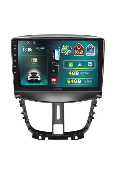 MaxTech Navigatie Peugeot 207 (2009-2013) dedicata, 4 GB Ram 64 GB Rom OctaCore, Carplay & Android auto
