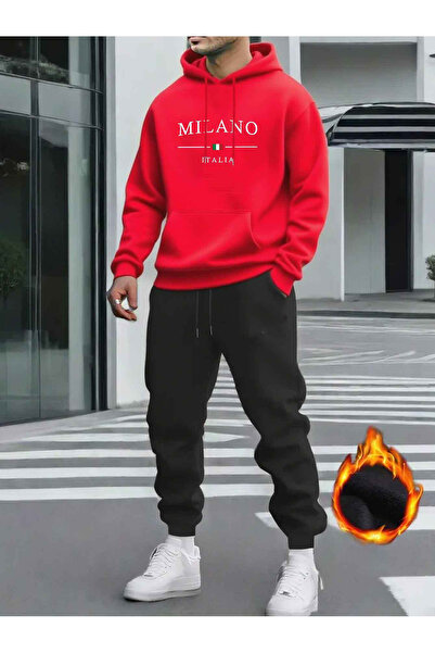 Lider Leather Σετ 2 τεμαχίων Unisex με στάμπα και κουκούλα – Φούτερ & Παντελό...