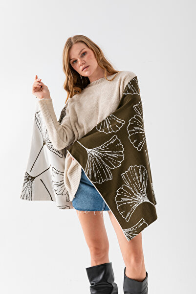 VEGA MODA شال كتف بنقشة أوراق الشجر، شال كتف أنيق ومريح مناسب للاستخدام في ات...