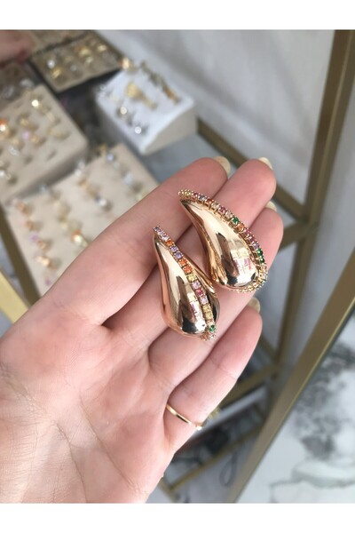 the ASEL İNCİ أقراط ملونة على شكل قطرة حجرية