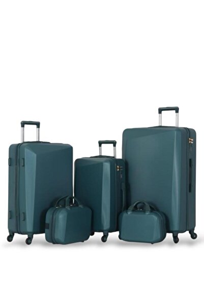 Red Sea Dabash Luggage Set - 5 Pieces Includes 3 Trolley Bags and 2 Makeup Bags - with Flexible Covers - 360 Degrees