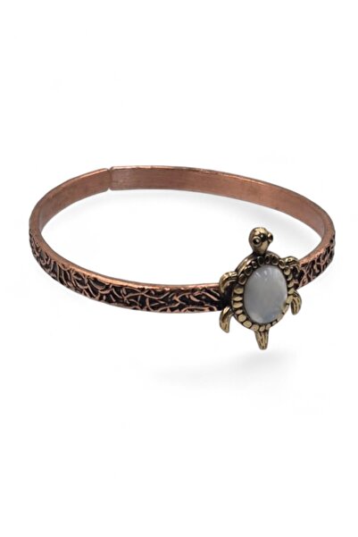 JaspEAdo Pure Copper Authentic Bracelet with Natural Stone Turtle Figure Natural Stone