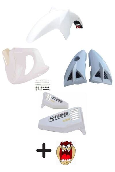 GMS CG Çita Beyaz Kaporta Seti (Ybr çamurluk sakal bıyık yan kapak)+Tzmnya Sticker