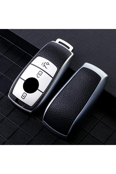 OEM Husă argintie cu inserții din piele pentru cheie Mercedes W177 W205 W213 W222 G63 X167 A C E S G GLS Class