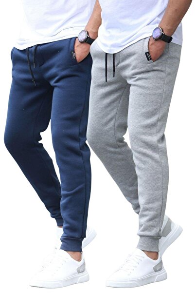 Madmext Námořnická modrá/šedá základní pánské tepláky 2-balení E7444