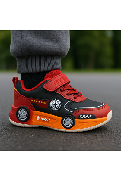 JOJO KIDS Boy's velcro closure leather sneaker with car design, school sneaker