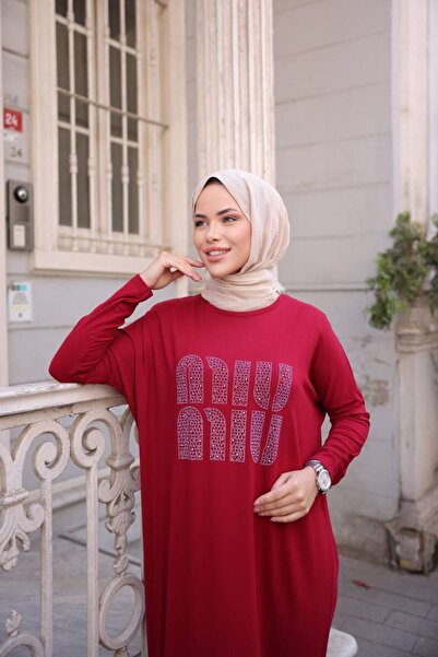 JESSE STORY Women's Vorteks Combed Cotton Hijab Dress with Stone Accessories (Lycra Cotton Fabric)