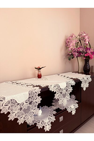 Valora Concept طقم غرفة معيشة فاخر من 5 قطع من الكتان بنمط زهرة التوليب والغاردينيا بتصميم فرنسي