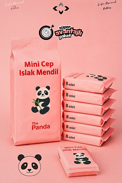 LİGROUND 8 Mini Paket Pembe Islak Mendil Kokusuz Cep Mendili Çocuk ve Okul Çantası İçin Taşınabilir Hijyenik