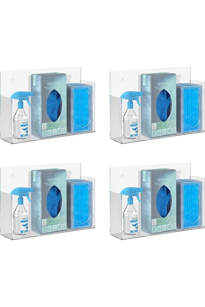 Slasa موزع أدوات النظافة الأكريليكي - 4 قطع، 30 × 15 × 12 سم شفاف للتركيب على...