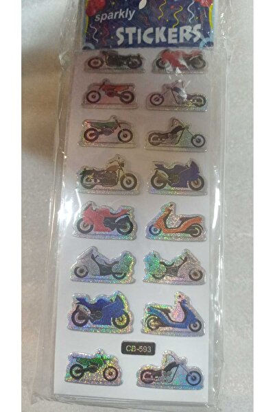 BADE TOYS Sparkly STICKERS MOTORSİKLET Temalı Kabartma Stıcker 3 Kartela