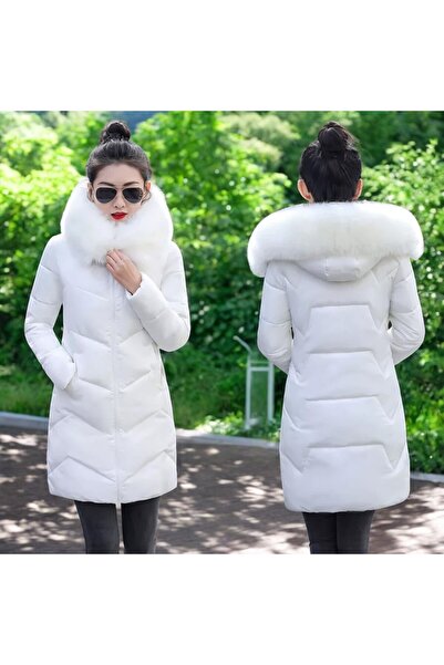 Sacrosa Günlük Kışlık Kapüşonu Kürklü Kadın Şişme Mont