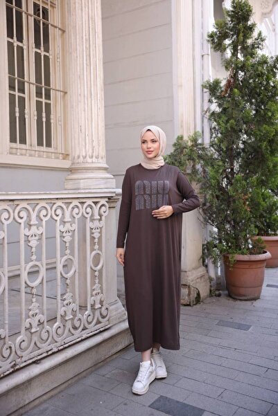 JESSE STORY Women's Vorteks Combed Cotton Hijab Dress with Stone Accessories (Lycra Cotton Fabric)