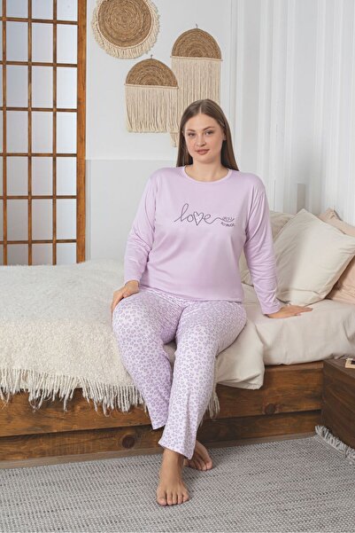 Asel Plus Size Ultrasoft Sendy Fabric Long Sleeve Pajama Set
