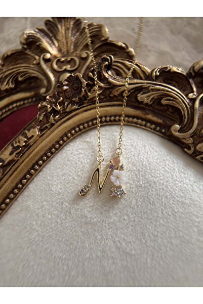 H&B Design Çelik Çiçekli M Harfli Kolye