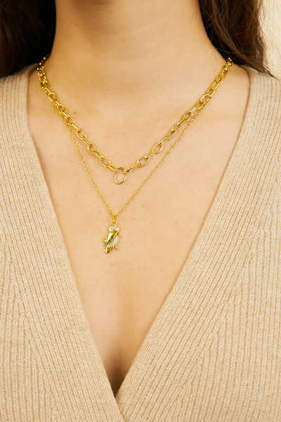 G Sport POLO Owl Detailed Zircon Necklace