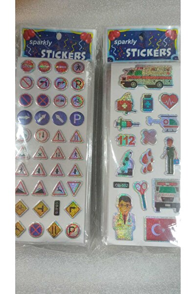 BADE TOYS Sparkly STICKERS TRAFİK İŞARETLERİ Temalı Kabartma Stıcker 2 Kartela