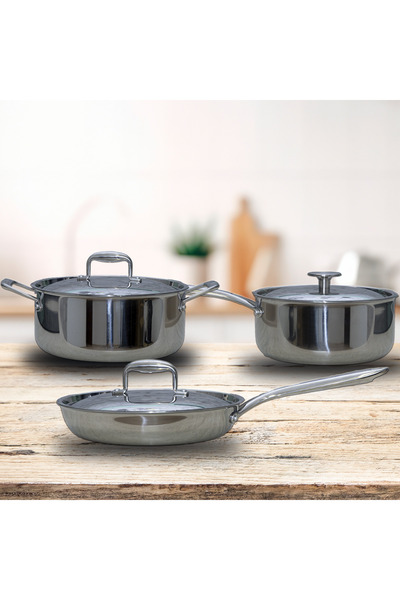 Extramall Premium Stainless Steel Cookware Set – 5 Pieces for Professional Cooking