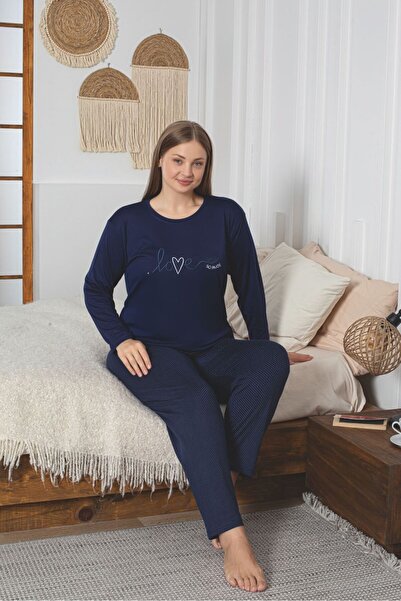 Asel Plus Size Ultrasoft Sendy Fabric Long Sleeve Pajama Set