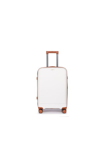 Prince Travelling Un Breakable PP Hard Luggage (8 Wheels) Glider 28 Inch /93 Litre Large - White With Brown