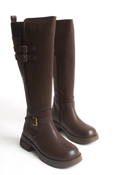 Solo Bag Leather New Season Buckle Detailed Stylish Style Daily Comfortable Fit Brown Boots