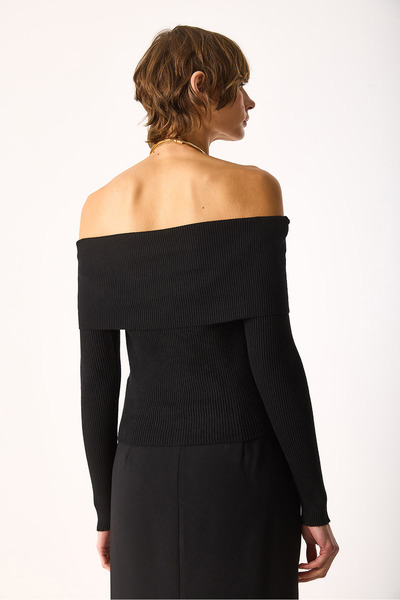 VENA Omzu Açık Detaylı Triko-SİYAH