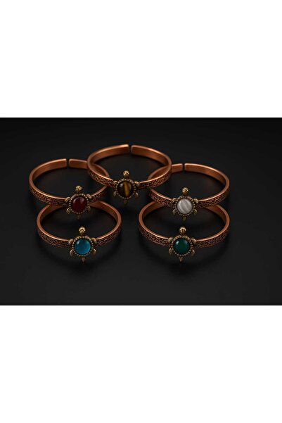 JaspEAdo Pure Copper Authentic Bracelet with Natural Stone Turtle Figure Natural Stone