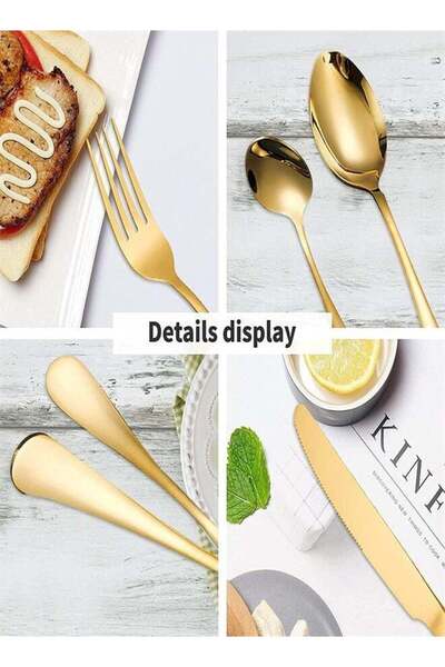 COOYA 24 PCS Flatware Set,Stainless Steel Mirror Polish Cutlery Set,with Holder,Dishwasher Safe,Gold