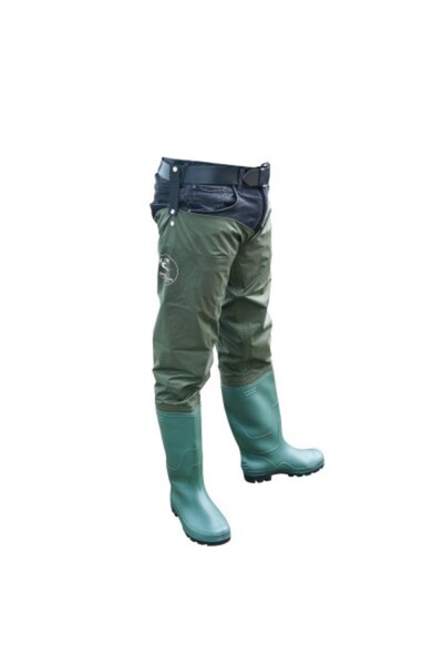 Baracuda nylon/PVC hip boots, green color 42 EU