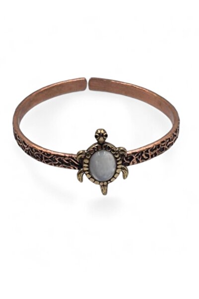 JaspEAdo Pure Copper Authentic Bracelet with Natural Stone Turtle Figure Natural Stone