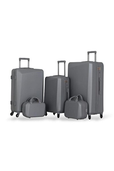 Red Sea Dabash Luggage Set - 5 Pieces Includes 3 Trolley Bags and 2 Makeup Bags - with Flexible Covers - 360 Degrees