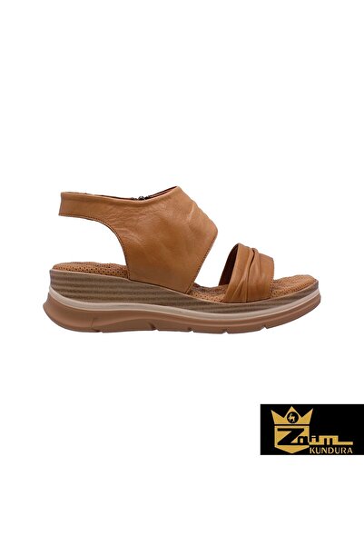 Zaim Kundura Women's Camel Genuine Leather Sandals 505320023-1