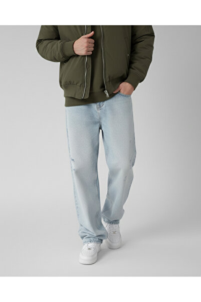 NO1 KONSEPT Ice Blue Ripped Washed Baggy Jeans