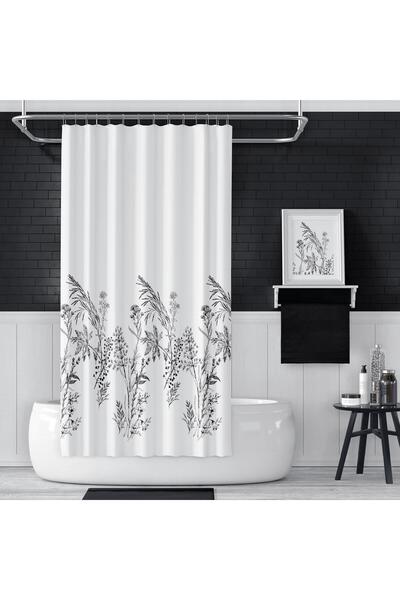 Zethome Perdeau de baie 1x110x200 Perdeau de duș cu o singură aripă Perdeau de duș cu inel cadou 3389