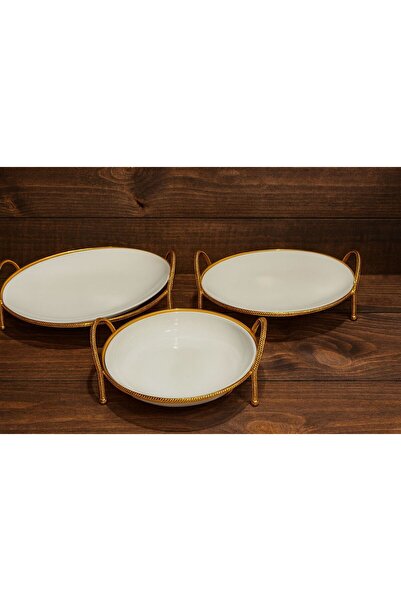 ALMASA 3-piece ceramic serving plate